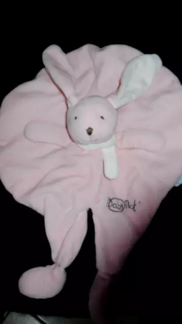 doudou plat rond lapin Layette rose BABY NAT (2 dispo)
