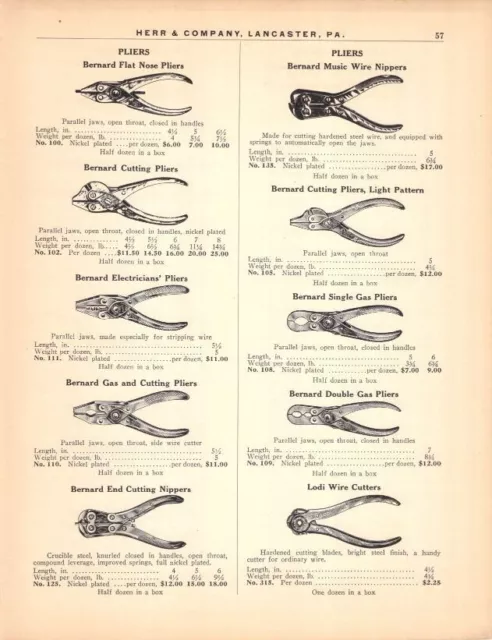 Vtg Paper Ad Pliers Wire Cutters Splicing Clamps Climbers Grips 1919 Hardware