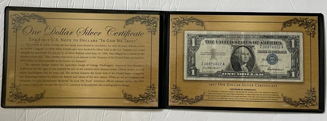 1957 One Dollar Note $1 Silver Certificate Blue Seal Bill US Currency