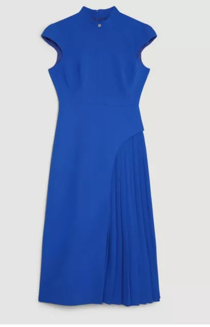 Karen Millen Tailored Side Pleat Detail Midi Dress UK Sz 10 True To Size Rrp£229