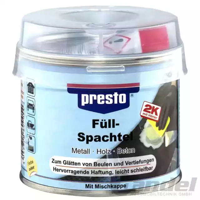 250g Presto 2K Remplissage Durcisseur Polyester Universel Bois Métal Béton