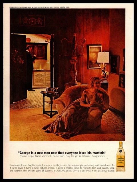 1962 Seagram's Extra Dry Gin Martinis "Belongs With Gracious Living" Print Ad