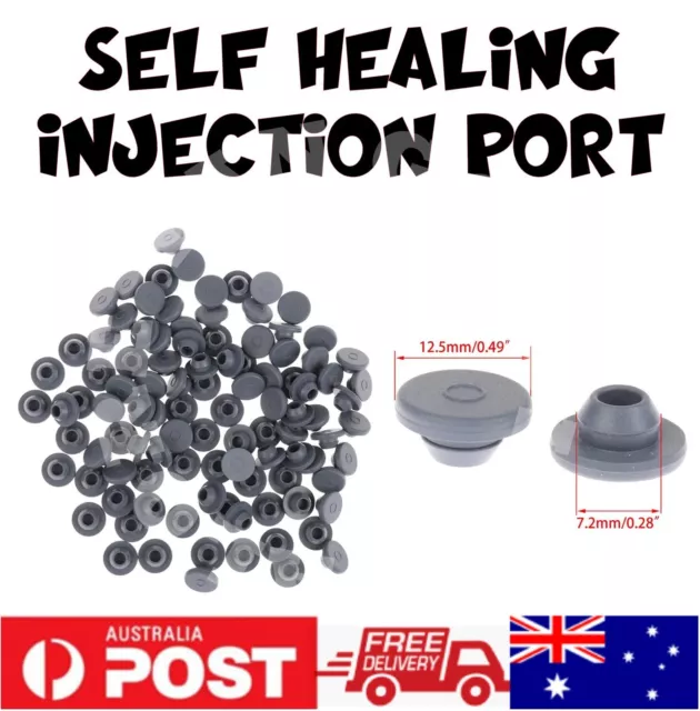 10x Self Healing Injection Port 13mm Butyl Rubber  Mushroom Liquid Culture