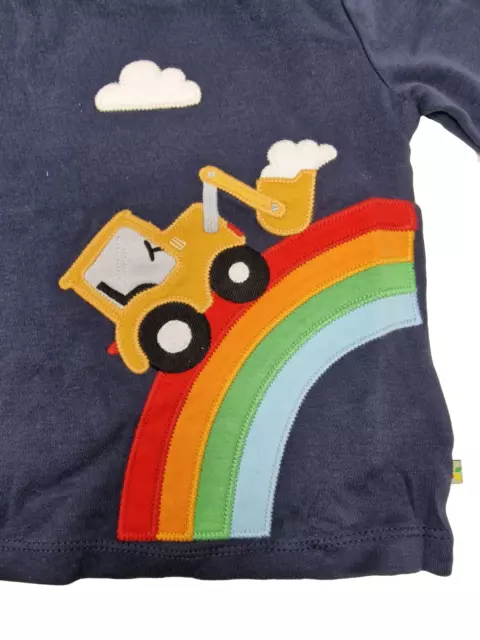 Top Ex Frugi ragazzo ragazza scavatore applique arcobaleno cotone blu navy 1-5 anni NUOVO 3