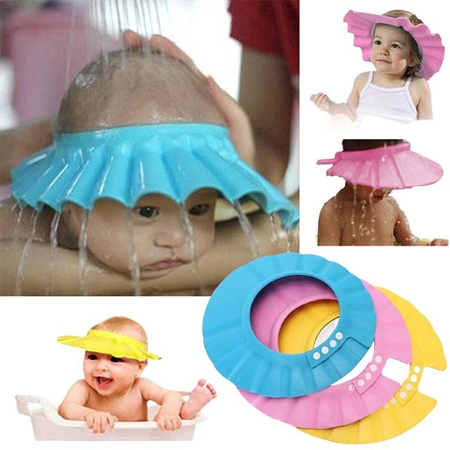 Lot De 3 Bonnets De Protection Pour Bain Bébé - Visière Souple En EVA, Réglable 30-53 Cm - Protège Yeux/oreilles Pendant Shampooing - 14