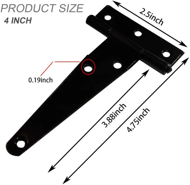 Best T Strap Shed Tee Hinges Gate Heavy Duty For Door Barn 6 Pcs 4 Inch Black 4