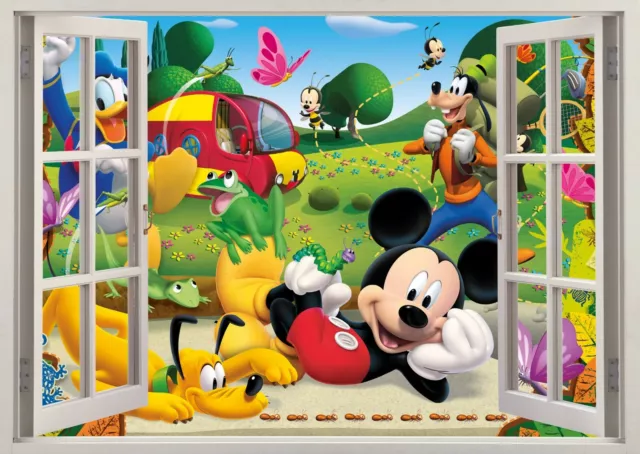 Mickey Mouse Club House 3D Effect Window Wall View Sticker Poster Vinyl Boys 33