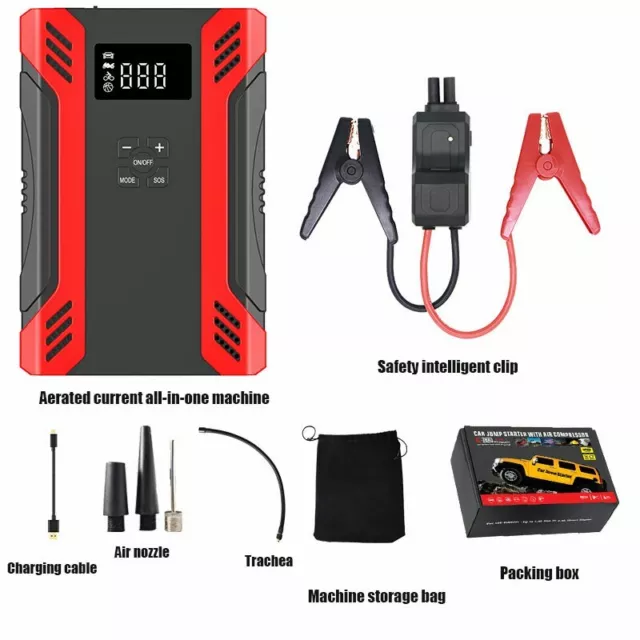 Multifunctional Car Jump Starter Power Bank Emergency Battery Booster LED Lighht