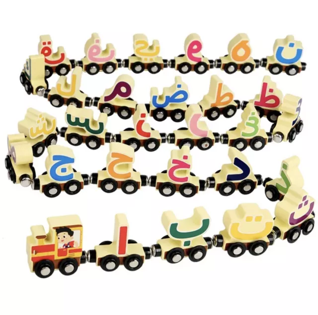 Magnetic Arabic Alphabet Wooden Train, Montessori, 3+ Boys And Girls