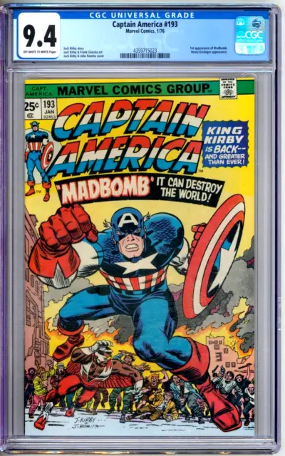 Captain America 193 CGC Graded 9.4 NM Jack Kirby Returns Marvel Comics 1976