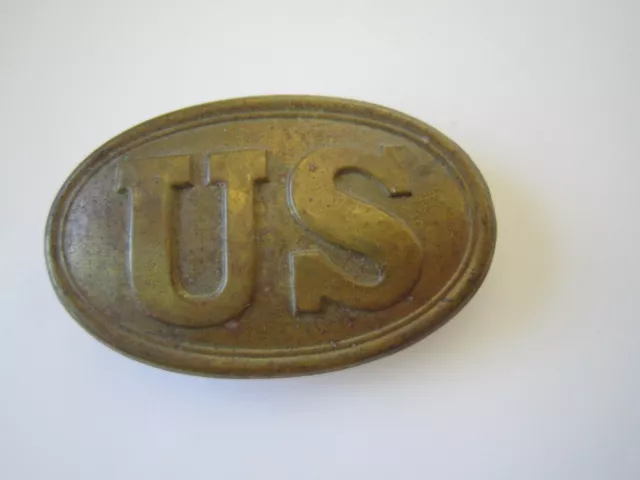 Us Military Brass Lead Filled Belt Buckle 3-3/8"