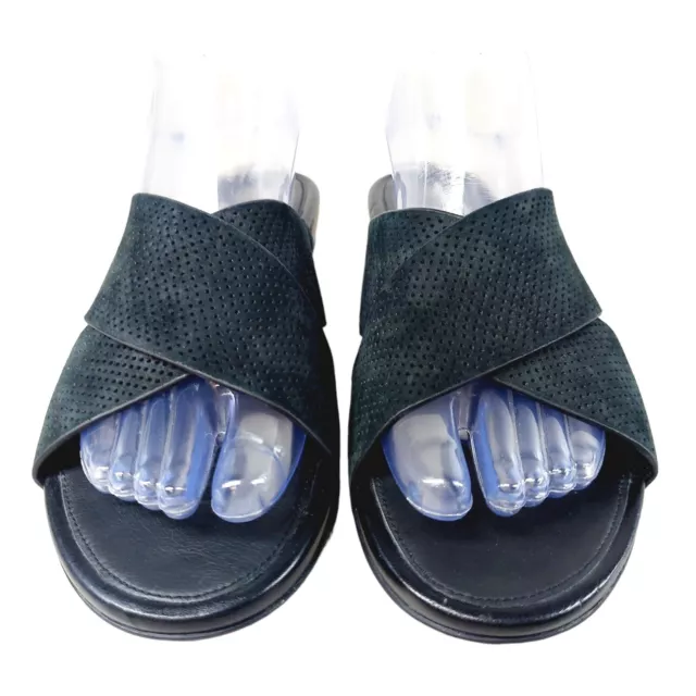 Fitflop Size 9 Black Leather Platform Sandals Criss Cross Straps Slip On Wedges