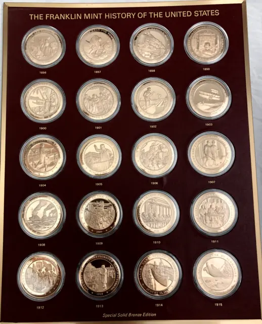 Franklin Mint HISTORY OF THE UNITED STATES 20 Bronze Medallions 1896 1915