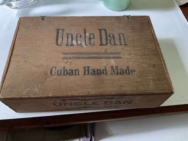 Uncle  Dan  Old Wood Cigar Box ..Early Hand Made Hinged Box Vintage