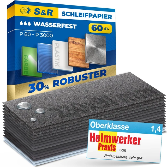 Schleifpapier-Set Nass/trocken – 12 Blätter, Körnung 400 Bis 1500, 22,9 X 9,1 Cm, Für Holz & Metall