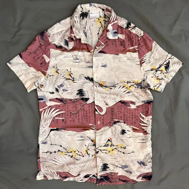 ASOS Shirt Mens L Eastern Asian Abstract Print Camp Collar Short Sleeve