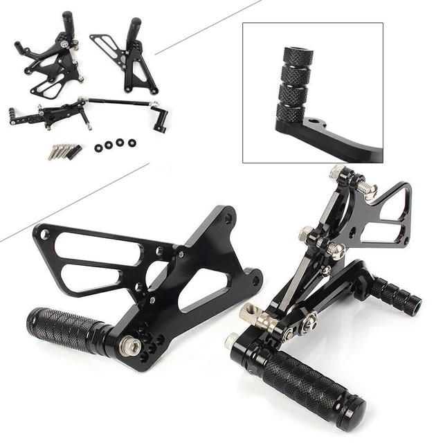 For T595 509 955i 1050 Speed Triple 2006-2012 Black Rearset Footpegs