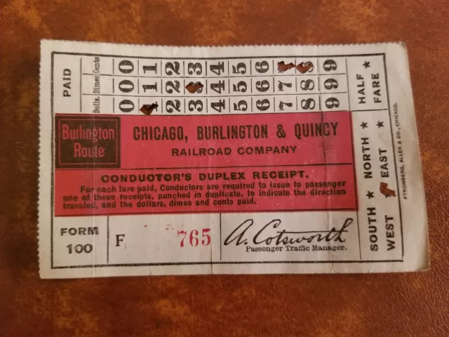 VINTAGE 1930's CHICAGO, BURLINGTON & QUINCY RAILROAD CONDUCTOR'S COMPANY TRAIN