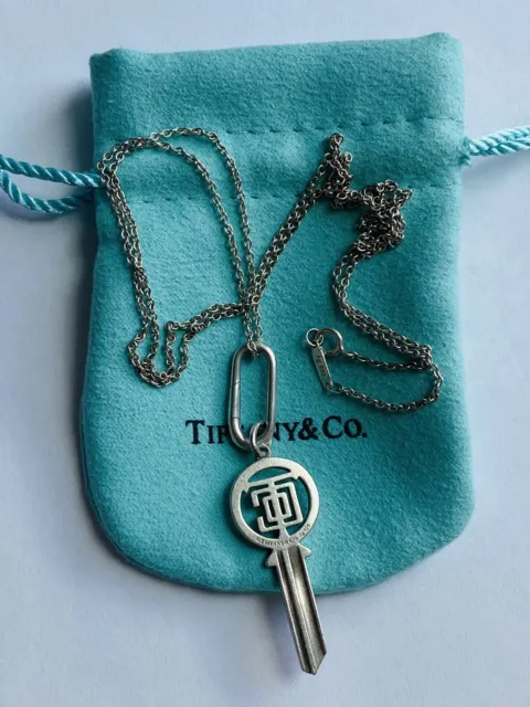 Tiffany & Co Key Pendant Sterling Silver 925 Necklace Rare Discontinued