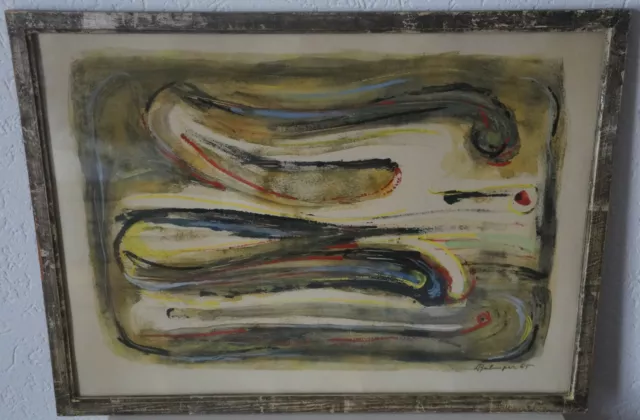 Gouache  ABSTRACTION LYRIQUE  1965   Signé LEOPOLD  ZEILINGER