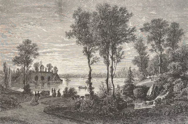 Paris Bois de Vincennes la de Gravelle woodcut 1875