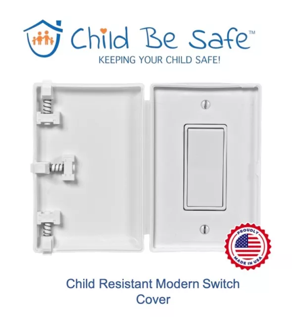 Child Be Safe Child and Pet Proof WHITE Modern Rocker Light Switch Safety Cover