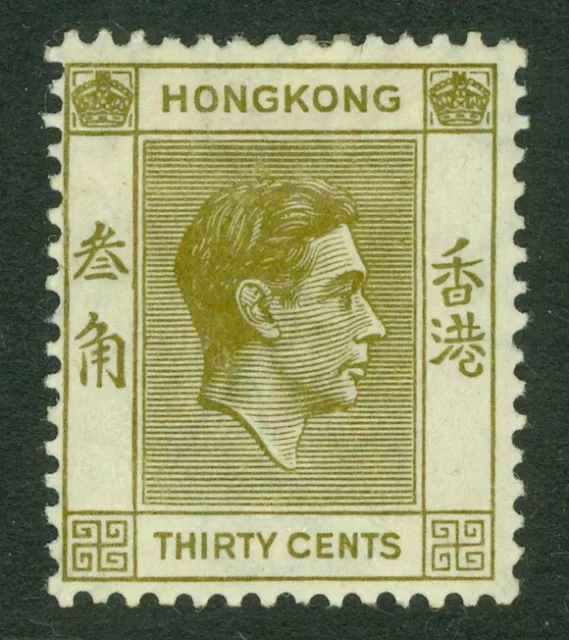 SG 151 Hong Kong 1938-52. 30c yellow-olive, perf 14. Fine mounted mint CAT £150