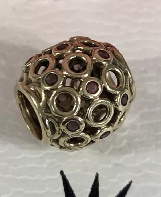 Pandora Celtic Circles Pink Topaz Charm Bead 14k Gold #750811TPK Box&Gift Bag