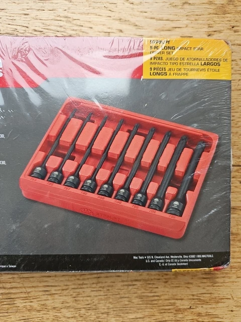 MAC TOOLS 9 Pc LONG Impact Star Torx Driver Set STP9LPT 174.95