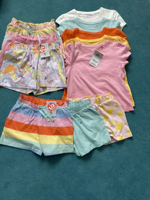 Girls TU Summer Clothing Bundle Age 3-4 Bnwt Shorts And Tshirt Sets Outfits X11