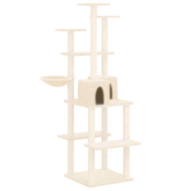 Arbre à chat avec griffoirs en sisal Crème 167 cm 2