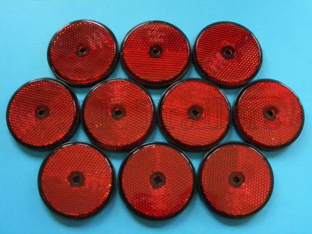 10 x RED 60mm Reflectors for Driveway Gate Fence Posts & Trailer Horsebox
