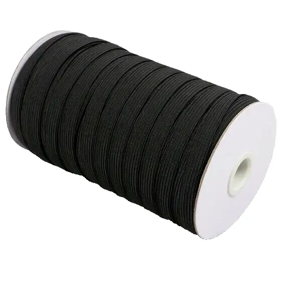 1 Metros Banda de Goma 10mm Ancho para Decoración Ropa Artesanal Coser Negro