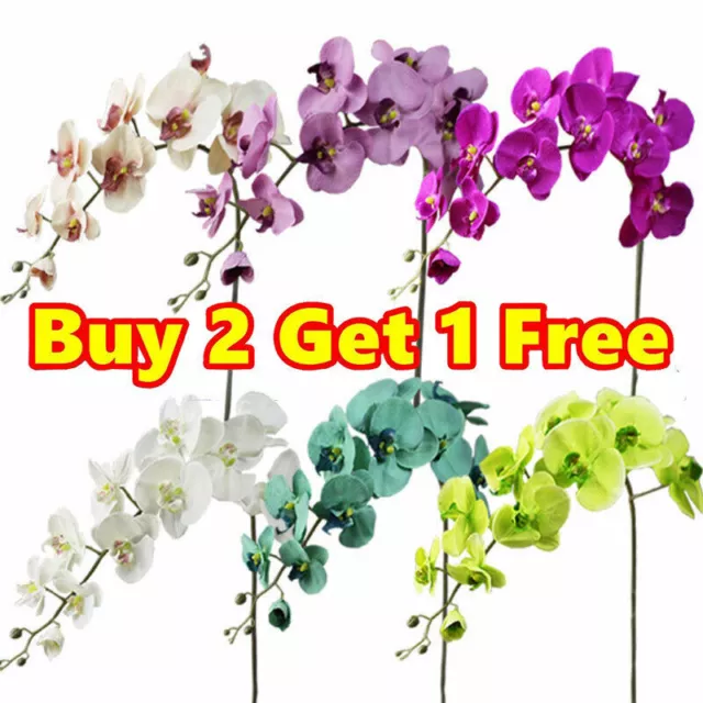 Orchid Home Decor 11 Head Artificial Fake Silk Flowers Phalaenopsis Butterfly