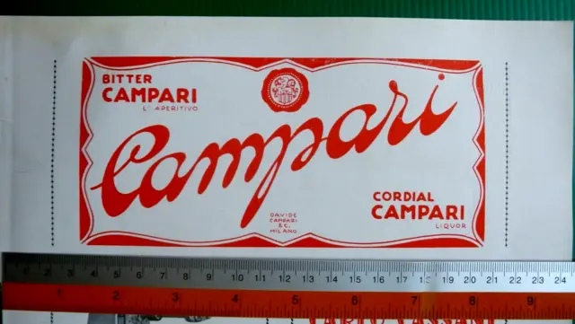 Pubblicità 1949 CAMPARI BITTER L'Aperitivo CORDIAL Liquor Davide CAMPARI & C.