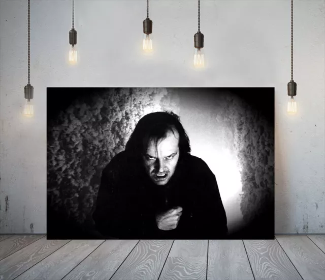 Movie Poster The Shining-Framed Canvas Wall Art Picture Paper Print- Black White