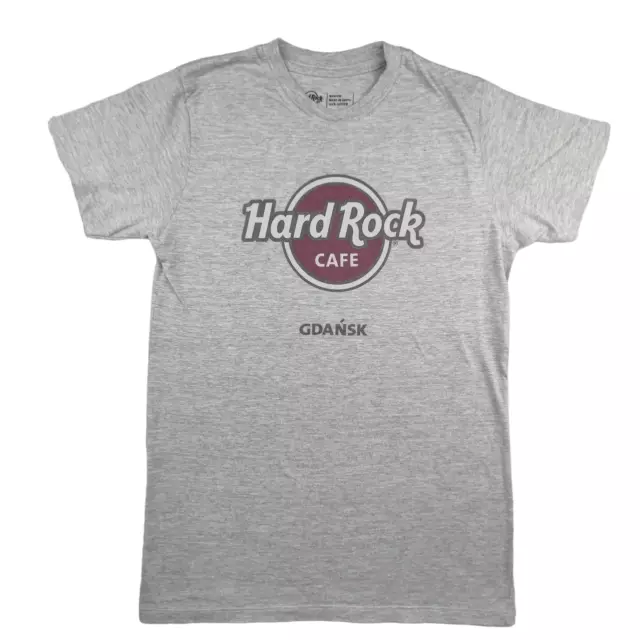 T-Shirt Hard Rock Cafe Danzig, Polen Größe M grau Grafik Herren Baumwolle schmale Passform