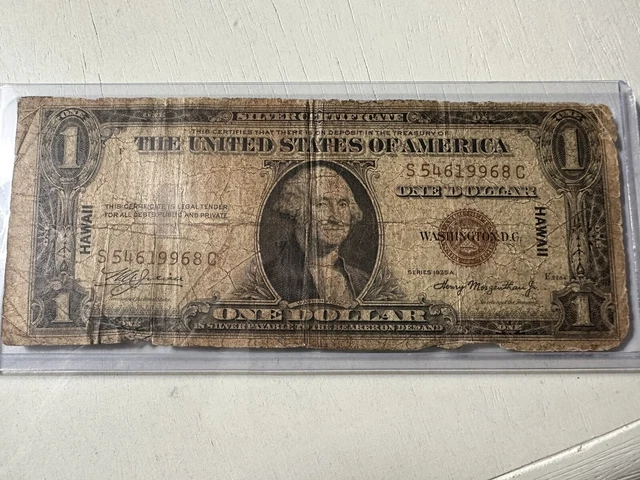 1935 A series $1 One Dollar Currency Silver Certification WWll emergency money