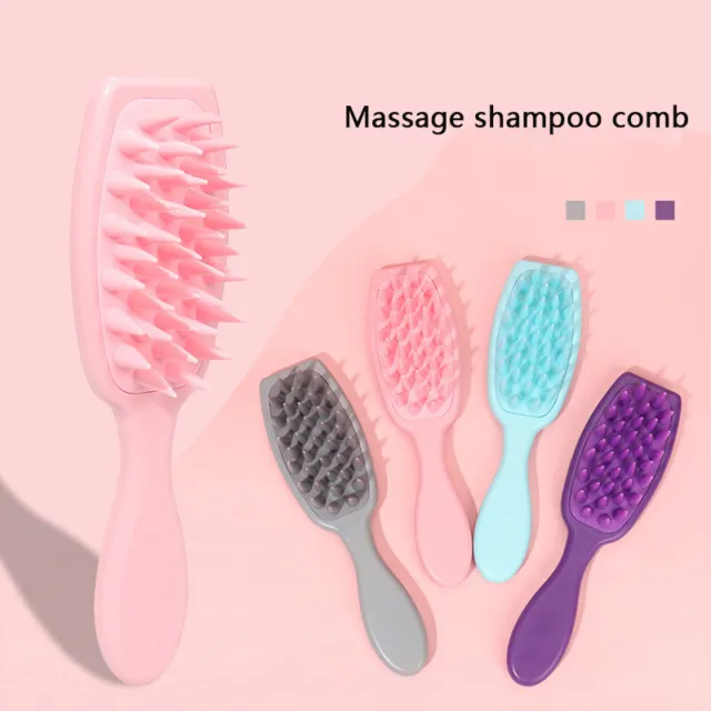 Extended Handle Soft Silicone Shampoo Scalp Hair Massager Hair Washing Comb