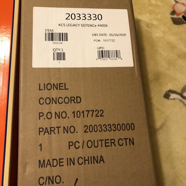 KCS LEGACY SD70ACE 4006 Engine Lionel Bluetooth O Scale Excellent