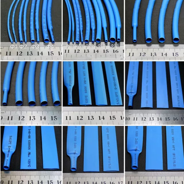 Ø0.6-Ø80mm Blau Schrumpfschlauch 2:1 Kabel Draht Heatshrink Tube Schlauch Sleeve