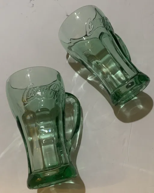 2 NEW Vintage Coca Cola Mugs by Libby Green Glass