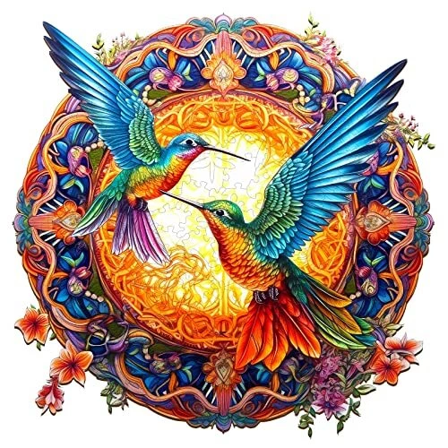 Wooden Jigsaw Puzzles, Mandala Hummingbirds (670pcs-XL-19.7*19.7in) X-Large