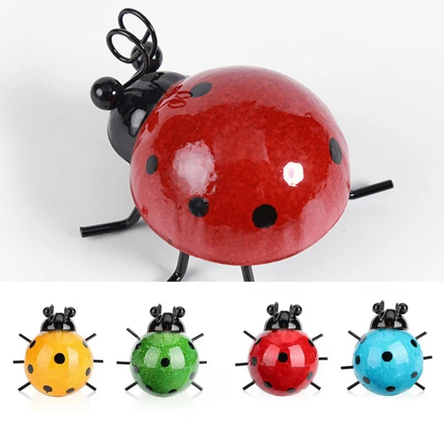 4 Pièces Métal Bug Coccinelle Mural Sol Clôture Jardin Extérieur Art Décor