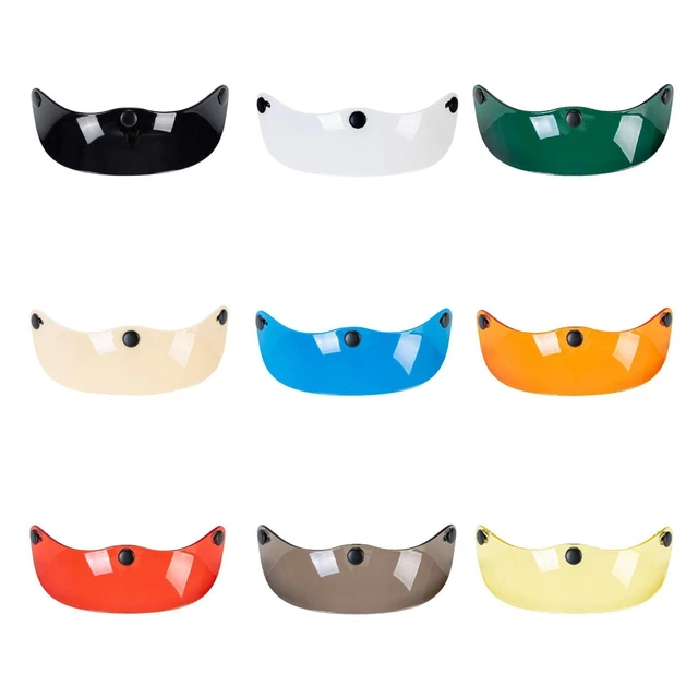 KENANLAN Visière Rétro Universelle 3 Boutons-Pression – Coupe-Vent & Protection Solaire Pour Casque Moto Demi-Jet (Noir, Marron Foncé)