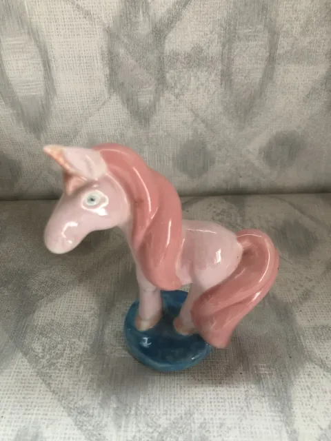 vintage Pink Unicorn Ornament Ceramic Izzy The unicorn Collectable