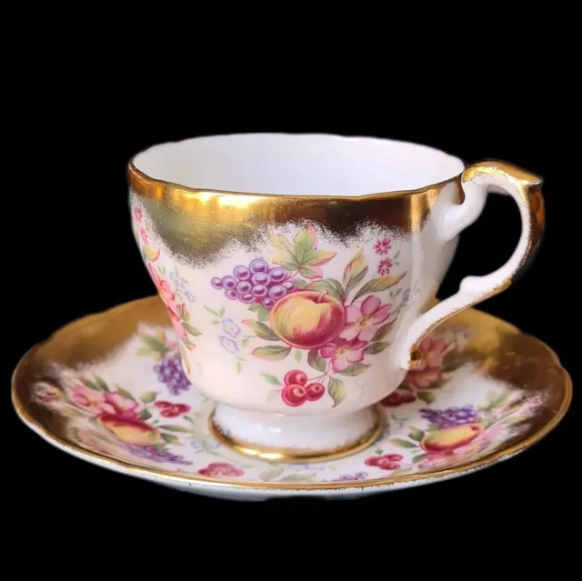 Fine bone china "Fruit and Flowers" cup and saucer by Paragon