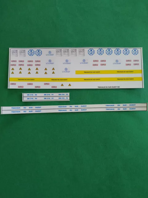 Echelle Ho. Decalcomanies Travaux Du Sud Ouest . Equipement 3 Locomotives .
