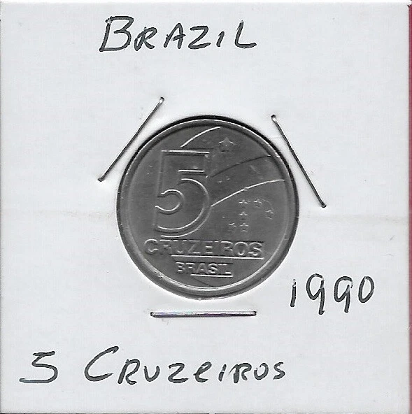 Brazil 5 Cruzeiros 1990 Xf Salt Evaporation Pond Worker,Value Of The Coin Over D