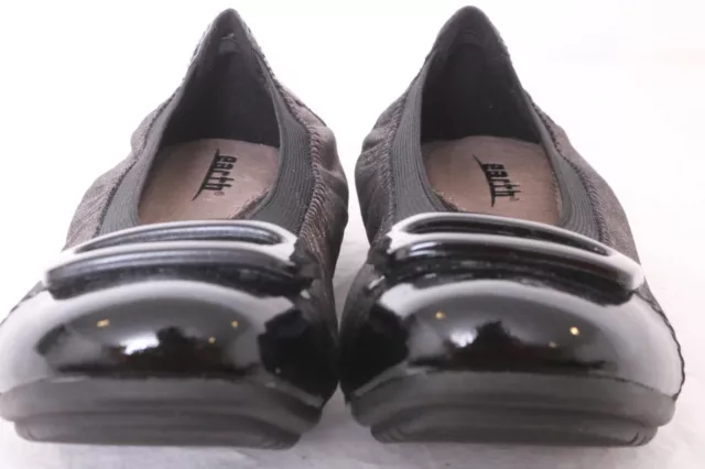 Earth Eclipse Pewter Patent Cap Toe Stretch Ballet Flats Shoes Women's US 5 B 3